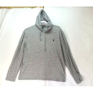 Polo Ralph Lauren Sz L Mens Gray Jersey Knit Hoodie w Black Pony Logo Preppy